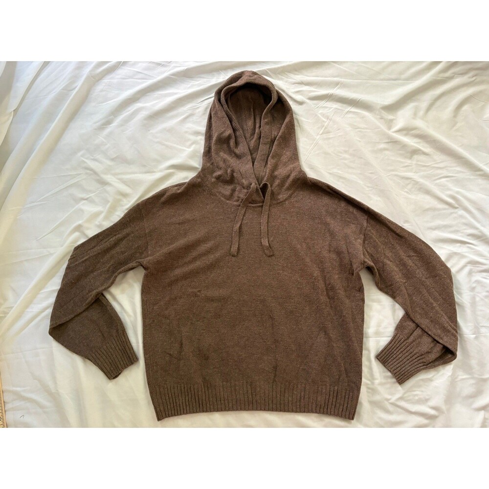 Gap Cotton Blend Hoodie Brown Knit Sweater Style Womens L Quiet Luxury